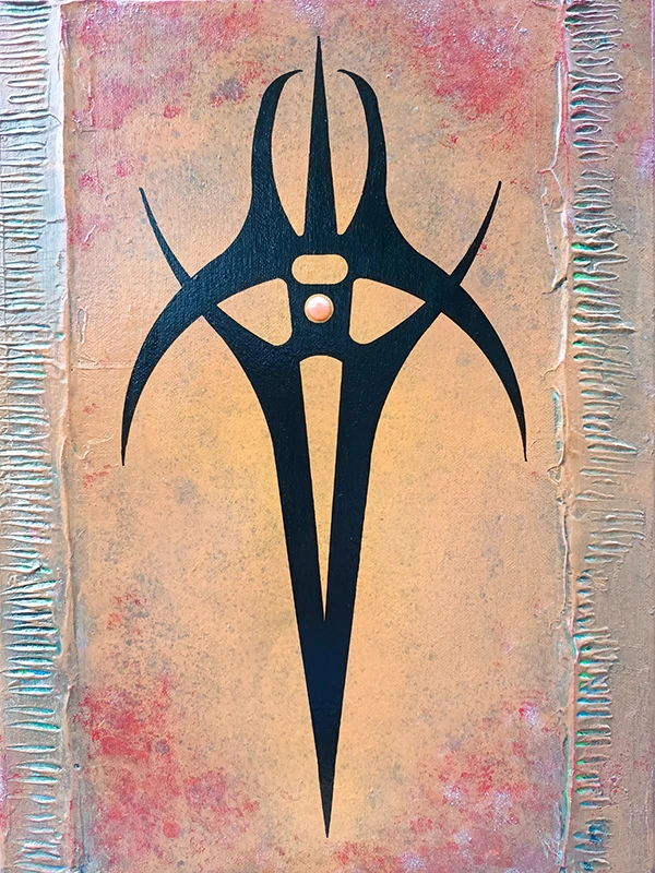 Tenebra Lucentia (Gate of Illuminated Fears) – Acrylic on Canvas, 40×30 cm (16in X 12in) - Image 2